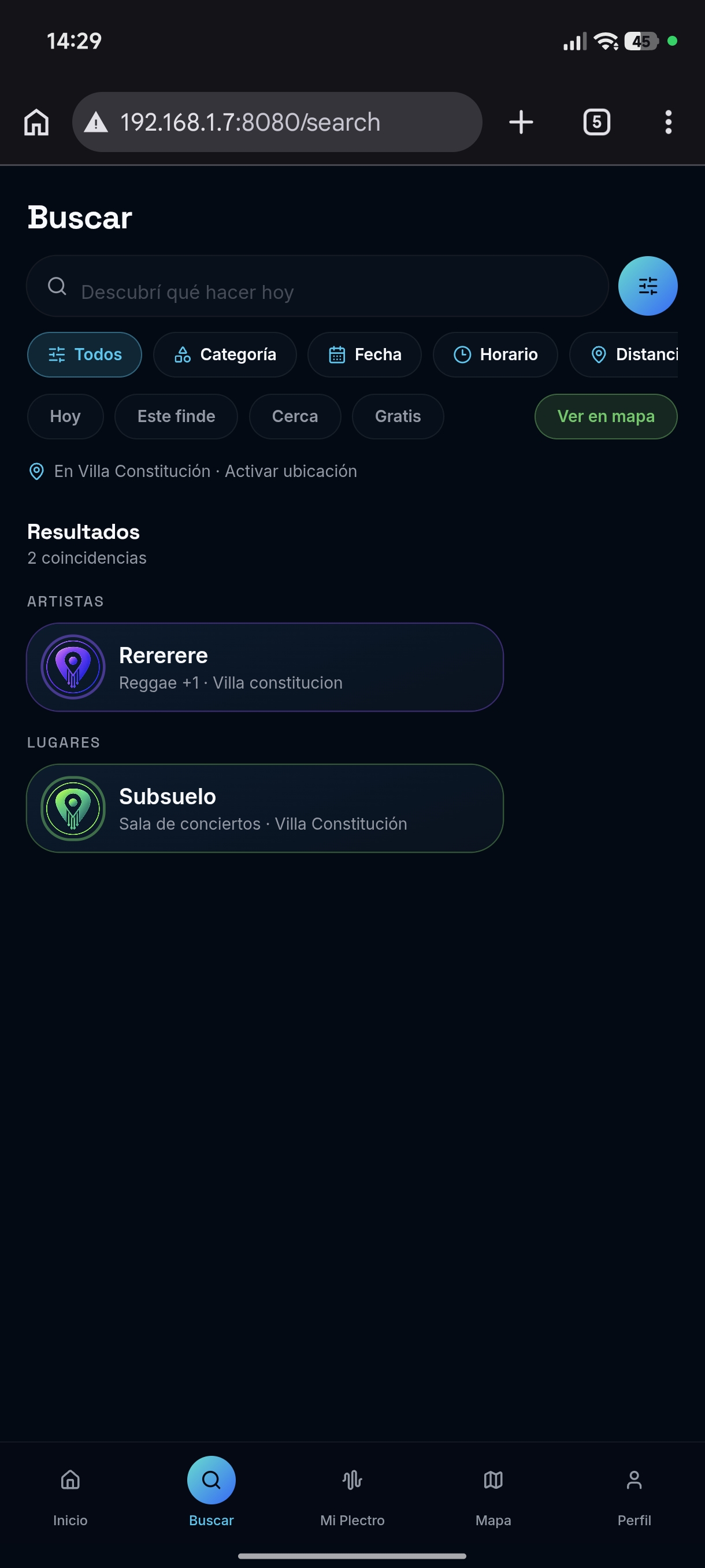 Captura provisional de Buscar en Plectro